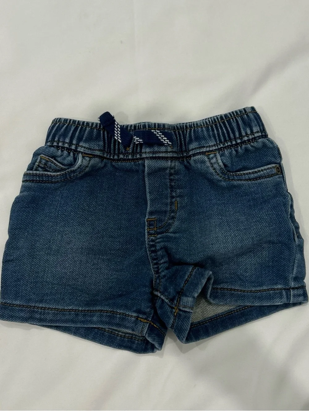 Carter's Dark Blue Denim Pull-On Shorts with Drawstring